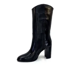 Ivoire0341a Ivoire Ar 144 Cuir Noir*Femme Mi-Bottes