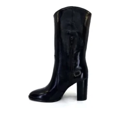 Ivoire0341a Ivoire Ar 144 Cuir Noir*Femme Mi-Bottes