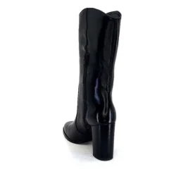 Ivoire0341a Ivoire Ar 144 Cuir Noir*Femme Mi-Bottes