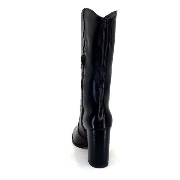 Ivoire0341a Ivoire Ar 144 Cuir Noir*Femme Mi-Bottes