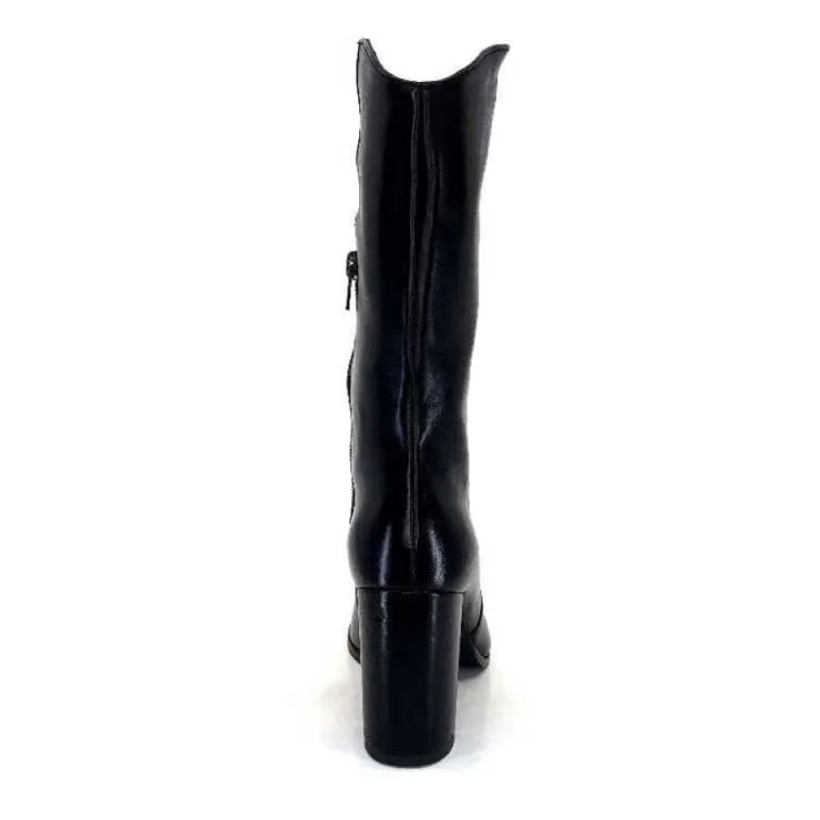 Ivoire0341a Ivoire Ar 144 Cuir Noir*Femme Mi-Bottes