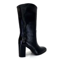 Ivoire0341a Ivoire Ar 144 Cuir Noir*Femme Mi-Bottes