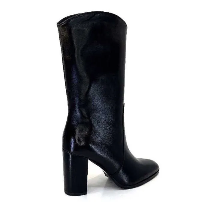 Ivoire0341a Ivoire Ar 144 Cuir Noir*Femme Mi-Bottes
