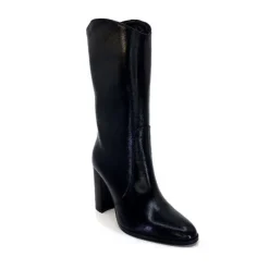 Ivoire0341a Ivoire Ar 144 Cuir Noir*Femme Mi-Bottes