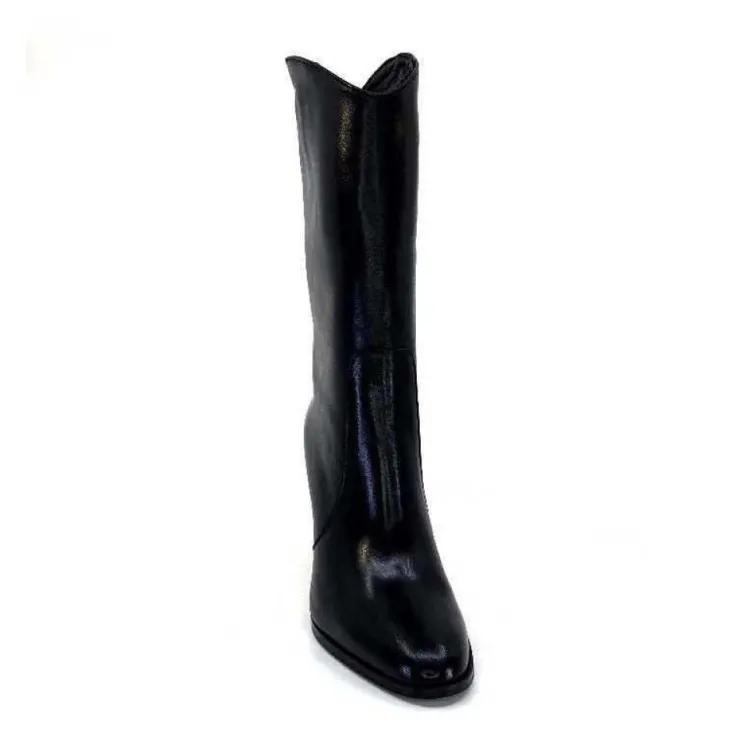 Ivoire0341a Ivoire Ar 144 Cuir Noir*Femme Mi-Bottes