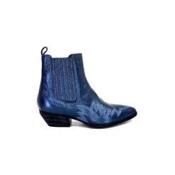 Ivoire0341a Ivoire Ar230 Cuir Metal Bleu Cobalt*Femme Santiags