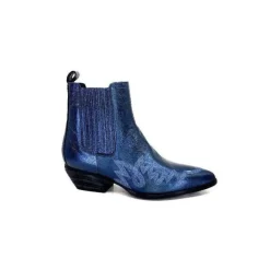 Ivoire0341a Ivoire Ar230 Cuir Metal Bleu Cobalt*Femme Santiags