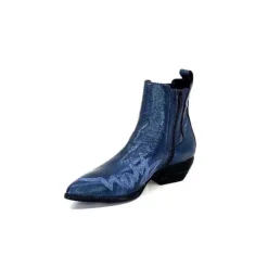 Ivoire0341a Ivoire Ar230 Cuir Metal Bleu Cobalt*Femme Santiags