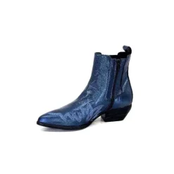 Ivoire0341a Ivoire Ar230 Cuir Metal Bleu Cobalt*Femme Santiags