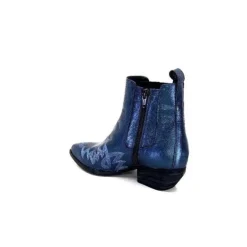Ivoire0341a Ivoire Ar230 Cuir Metal Bleu Cobalt*Femme Santiags