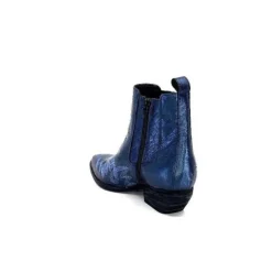 Ivoire0341a Ivoire Ar230 Cuir Metal Bleu Cobalt*Femme Santiags