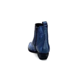 Ivoire0341a Ivoire Ar230 Cuir Metal Bleu Cobalt*Femme Santiags