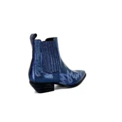 Ivoire0341a Ivoire Ar230 Cuir Metal Bleu Cobalt*Femme Santiags
