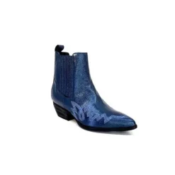 Ivoire0341a Ivoire Ar230 Cuir Metal Bleu Cobalt*Femme Santiags