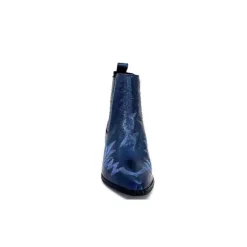 Ivoire0341a Ivoire Ar230 Cuir Metal Bleu Cobalt*Femme Santiags