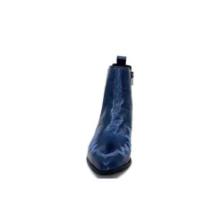 Ivoire0341a Ivoire Ar230 Cuir Metal Bleu Cobalt*Femme Santiags