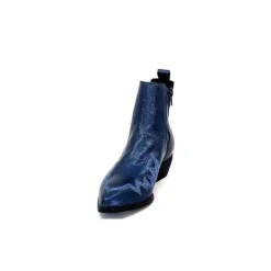 Ivoire0341a Ivoire Ar230 Cuir Metal Bleu Cobalt*Femme Santiags