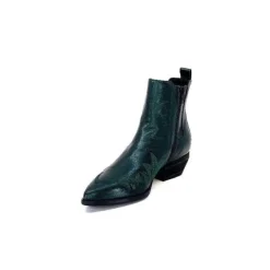 Ivoire0341a Ivoire Ar230 Cuir Metal Vert Bosco*Femme Santiags