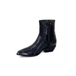 Ivoire0341a Ivoire Ar232 Cuir Noir*Femme Santiags