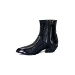 Ivoire0341a Ivoire Ar232 Cuir Noir*Femme Santiags