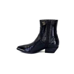 Ivoire0341a Ivoire Ar232 Cuir Noir*Femme Santiags