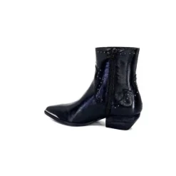 Ivoire0341a Ivoire Ar232 Cuir Noir*Femme Santiags