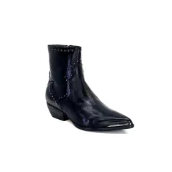 Ivoire0341a Ivoire Ar232 Cuir Noir*Femme Santiags