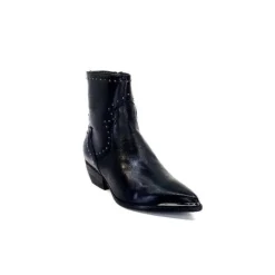 Ivoire0341a Ivoire Ar232 Cuir Noir*Femme Santiags