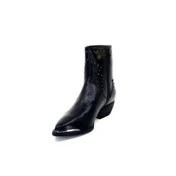 Ivoire0341a Ivoire Ar232 Cuir Noir*Femme Santiags