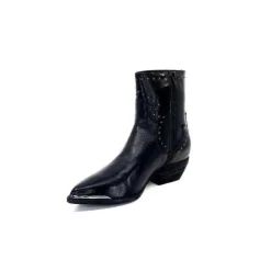Ivoire0341a Ivoire Ar232 Cuir Noir*Femme Santiags