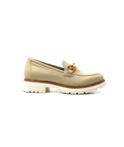 Ivoire0130a Ivoire 8B 4655 Cuir Beige*Femme Mocassins