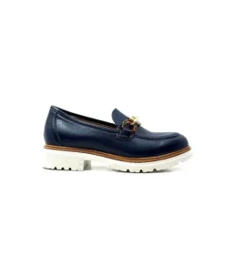 Ivoire0130a Ivoire 8B 4655 Cuir Marine*Femme Mocassins