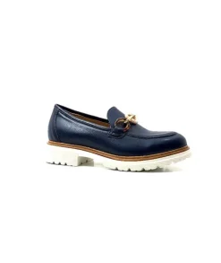 Ivoire0130a Ivoire 8B 4655 Cuir Marine*Femme Mocassins
