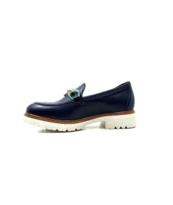 Ivoire0130a Ivoire 8B 4655 Cuir Marine*Femme Mocassins