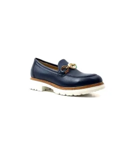 Ivoire0130a Ivoire 8B 4655 Cuir Marine*Femme Mocassins