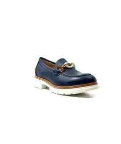 Ivoire0130a Ivoire 8B 4655 Cuir Marine*Femme Mocassins
