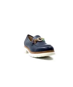 Ivoire0130a Ivoire 8B 4655 Cuir Marine*Femme Mocassins