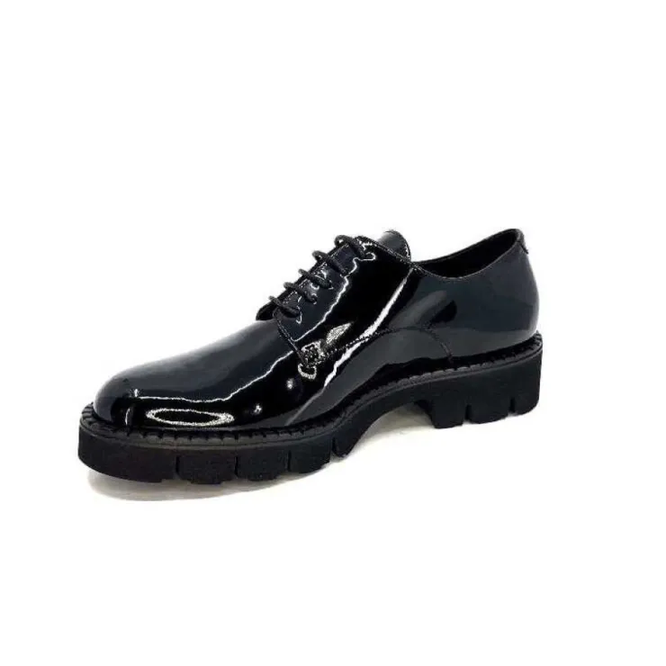 Ivoire0347b Ivoire B038 Cuir Vernis Noir*Femme Lacets
