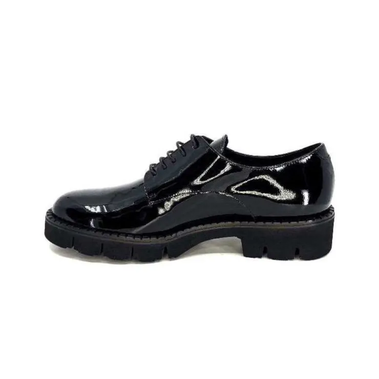 Ivoire0347b Ivoire B038 Cuir Vernis Noir*Femme Lacets