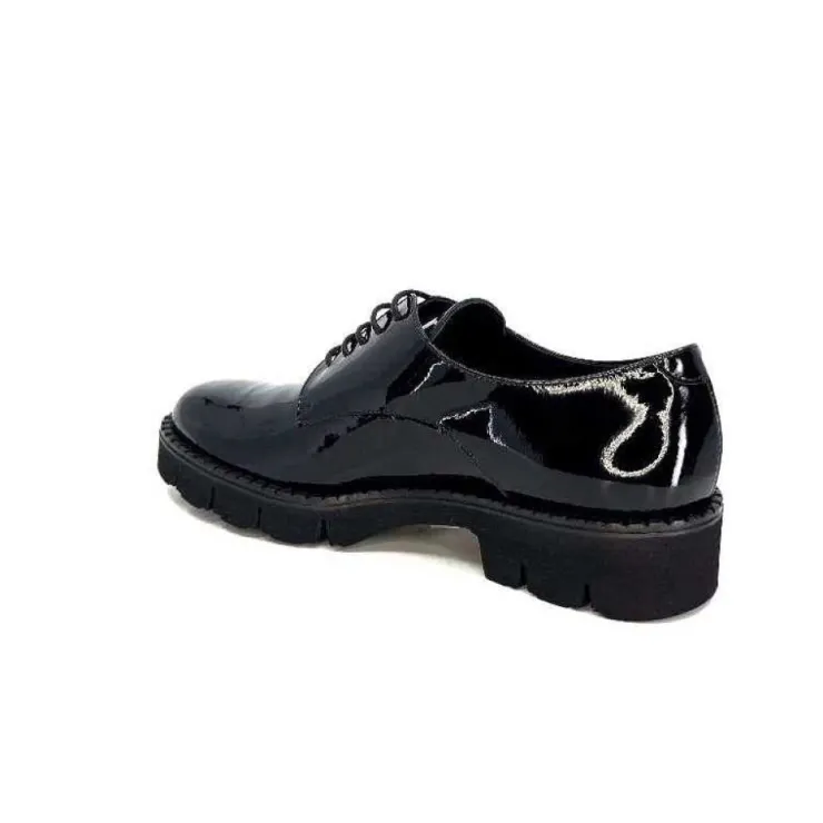 Ivoire0347b Ivoire B038 Cuir Vernis Noir*Femme Lacets