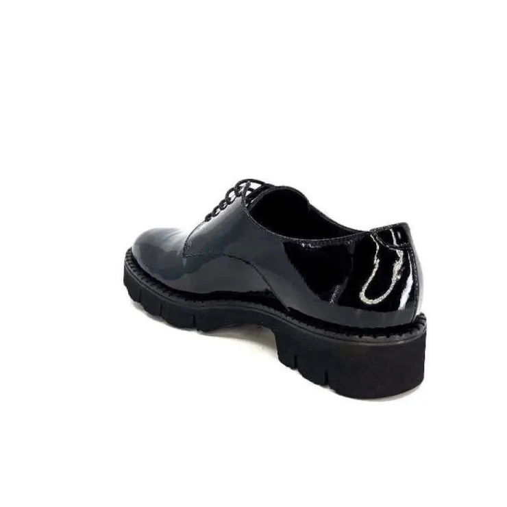 Ivoire0347b Ivoire B038 Cuir Vernis Noir*Femme Lacets