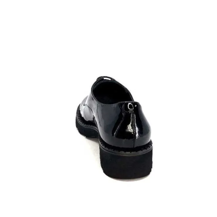 Ivoire0347b Ivoire B038 Cuir Vernis Noir*Femme Lacets