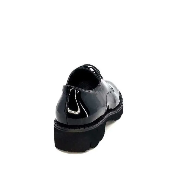 Ivoire0347b Ivoire B038 Cuir Vernis Noir*Femme Lacets