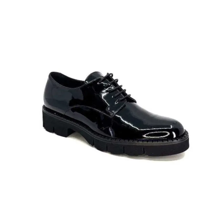 Ivoire0347b Ivoire B038 Cuir Vernis Noir*Femme Lacets
