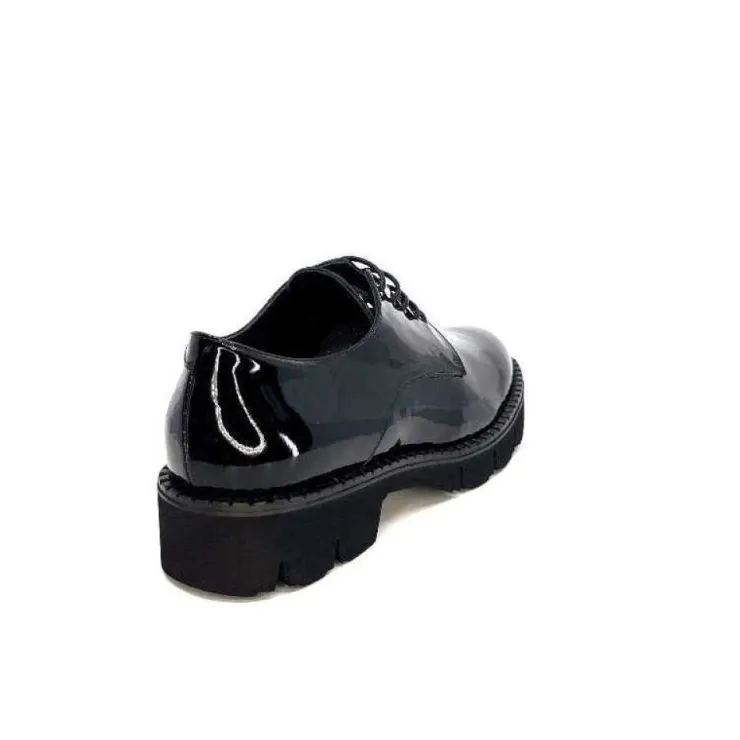 Ivoire0347b Ivoire B038 Cuir Vernis Noir*Femme Lacets