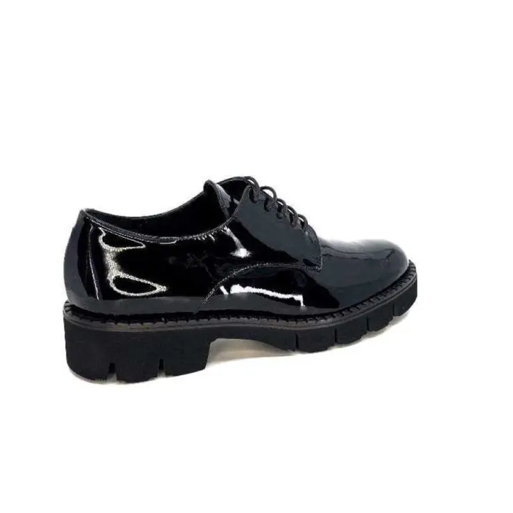 Ivoire0347b Ivoire B038 Cuir Vernis Noir*Femme Lacets