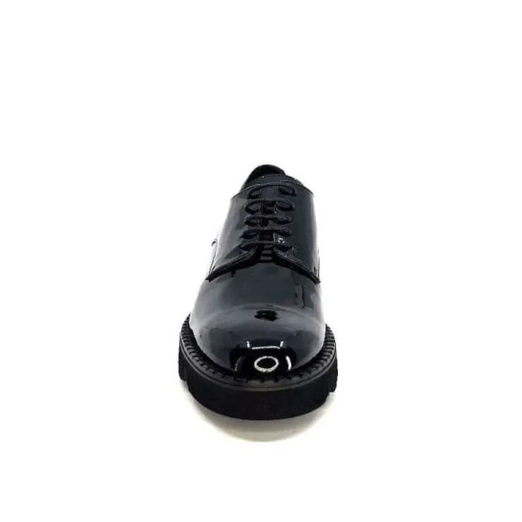 Ivoire0347b Ivoire B038 Cuir Vernis Noir*Femme Lacets