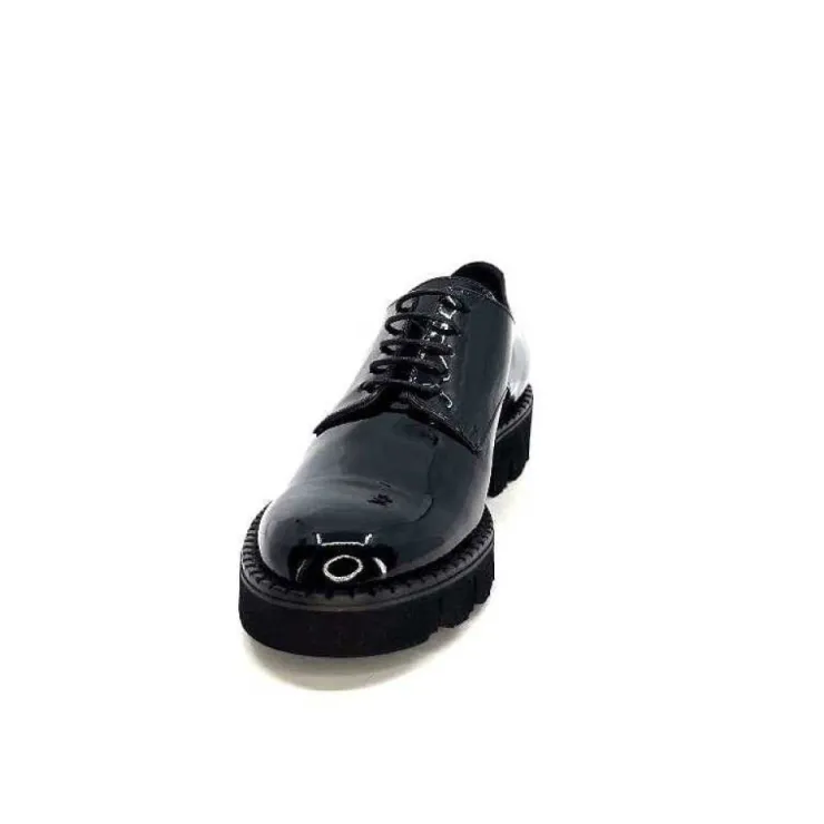 Ivoire0347b Ivoire B038 Cuir Vernis Noir*Femme Lacets