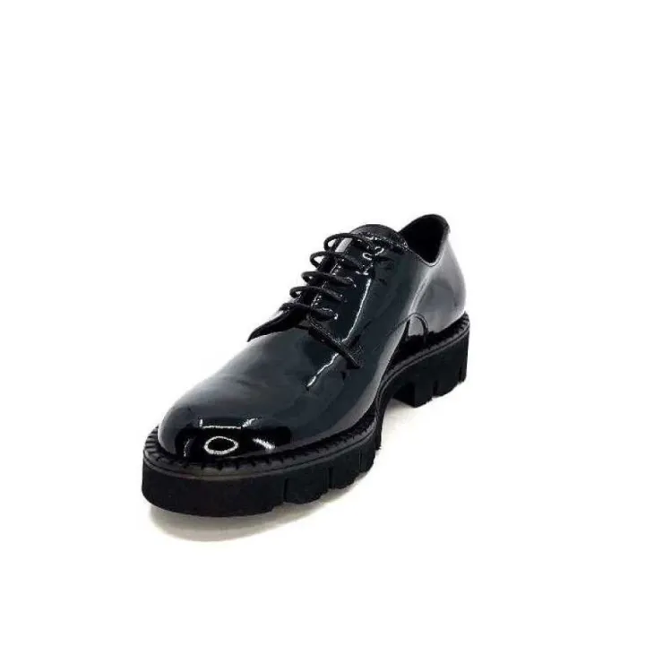 Ivoire0347b Ivoire B038 Cuir Vernis Noir*Femme Lacets
