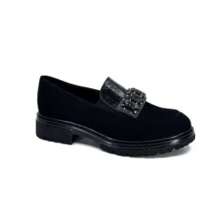 Ivoire0130a Ivoire 8B4914 Daim Noir*Femme Mocassins